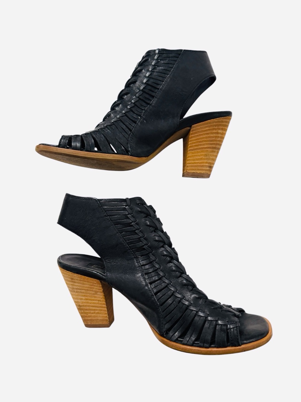 Paul Green Boho Woven Leather Peep Toe Slingback - Picture 2 of 7